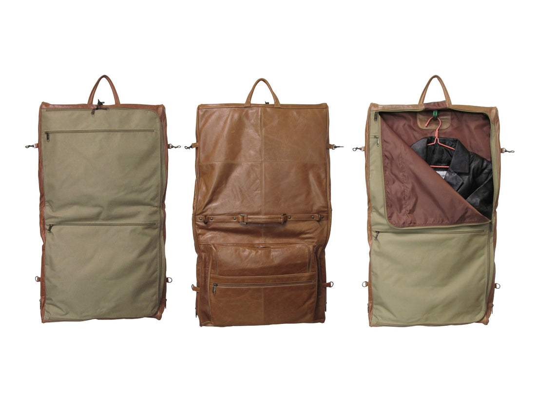 Amerileather Brown Leather Three-suit Garment Bag (#2435-2)