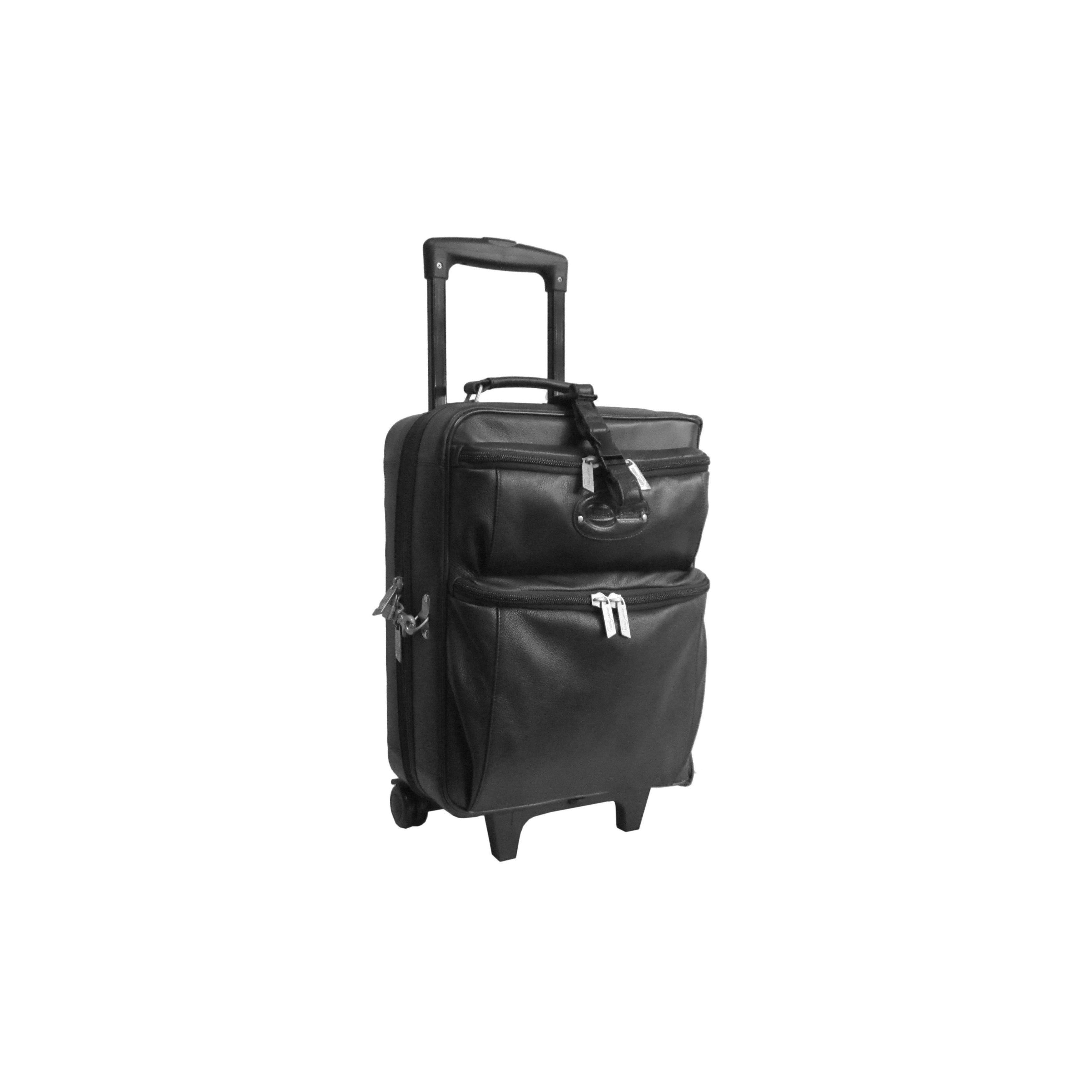 Amerileather Black Leather Novix Garment Bag on Wheels (#2460-0)