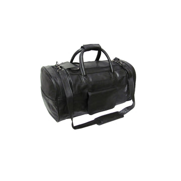 Black Leather 20-inch Dual Zippered Duffel (#3704-9)