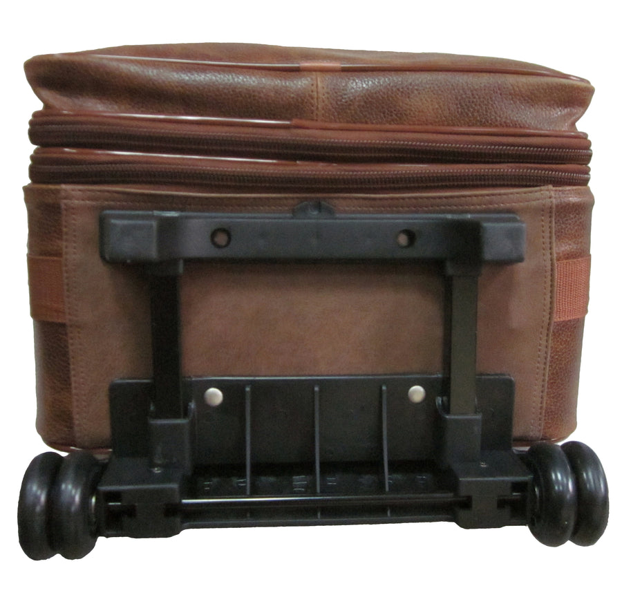 Amerileather Waxy Brown Leather 26" Expandable Suitcase with Wheels (#89-4)