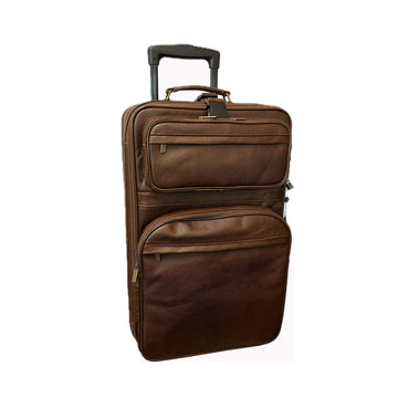 Amerileather Waxy Brown Leather 26" Expandable Suitcase with Wheels (#89-4)