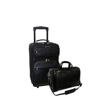 Amerileather Black Leather Two Piece Luggage Set (#7002-0)