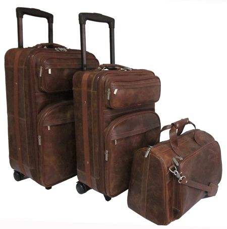 Amerileather Waxy Brown Leather Three Piece Set Traveler (#8003-4)