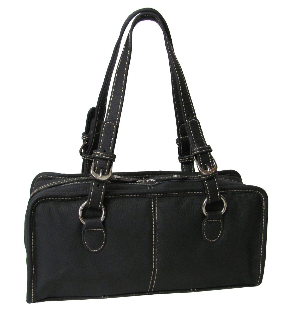 Classy Belt Stitched Leather Satchel (#1828-02459)