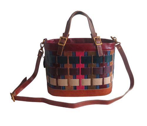 Amerileather Dorgon Leather Rainbow Basket Handbag (#1280-9)