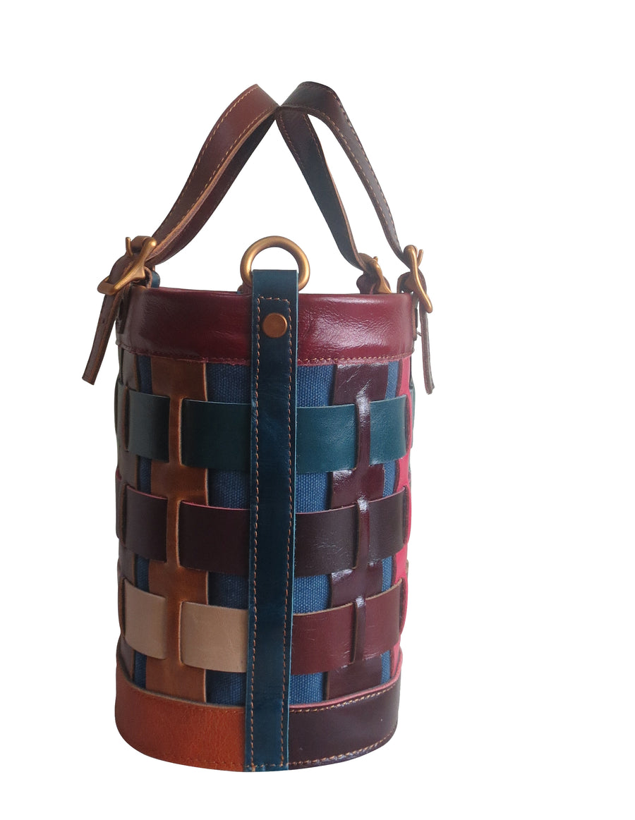 Amerileather Dorgon Leather Rainbow Basket Handbag (#1280-9)