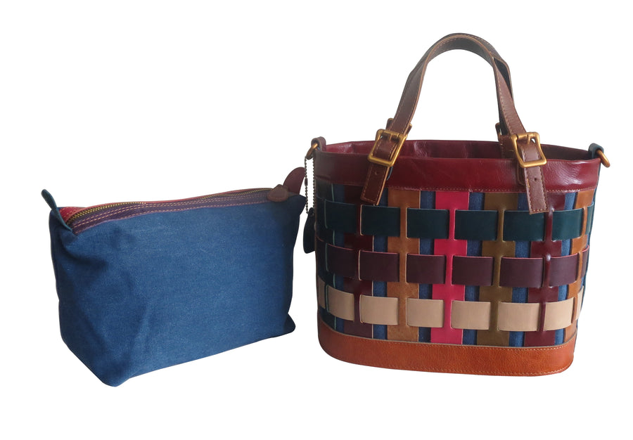 Amerileather Dorgon Leather Rainbow Basket Handbag (#1280-9)