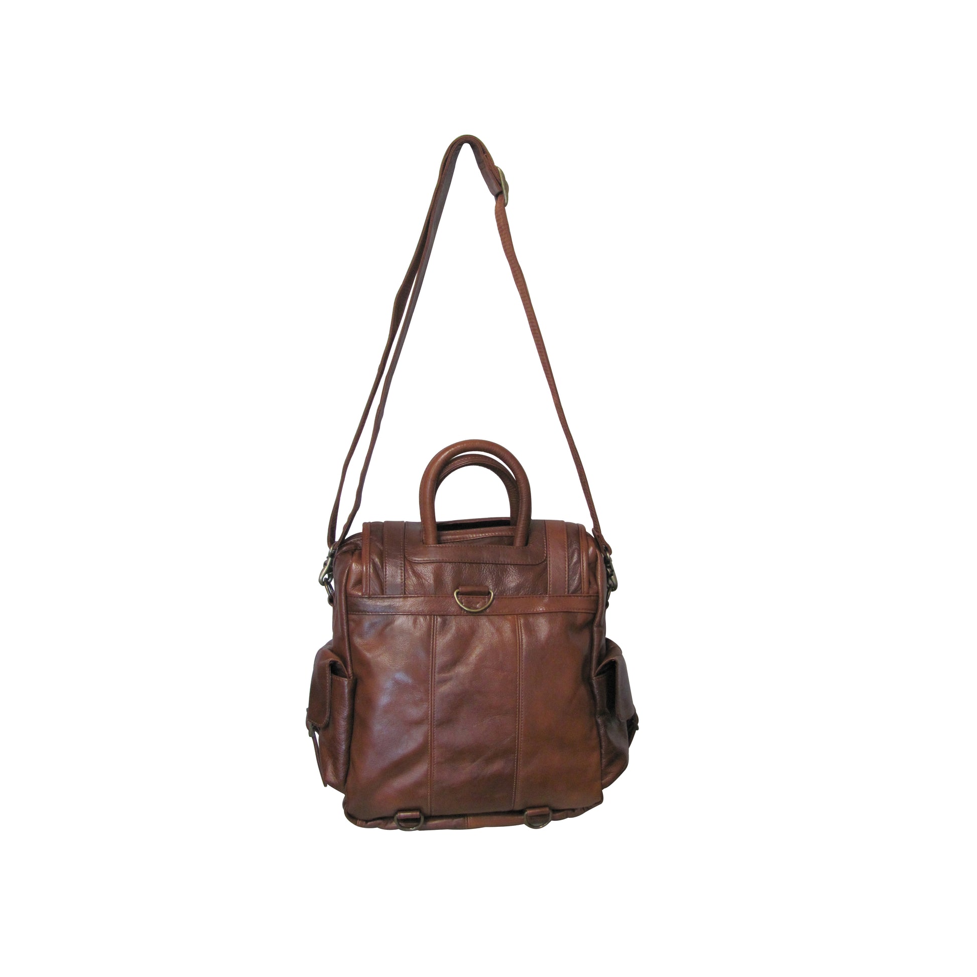 amerileather jumbo leather backpack with adjustable shoulder straps Leather Three Way Backpack (#1516-02)