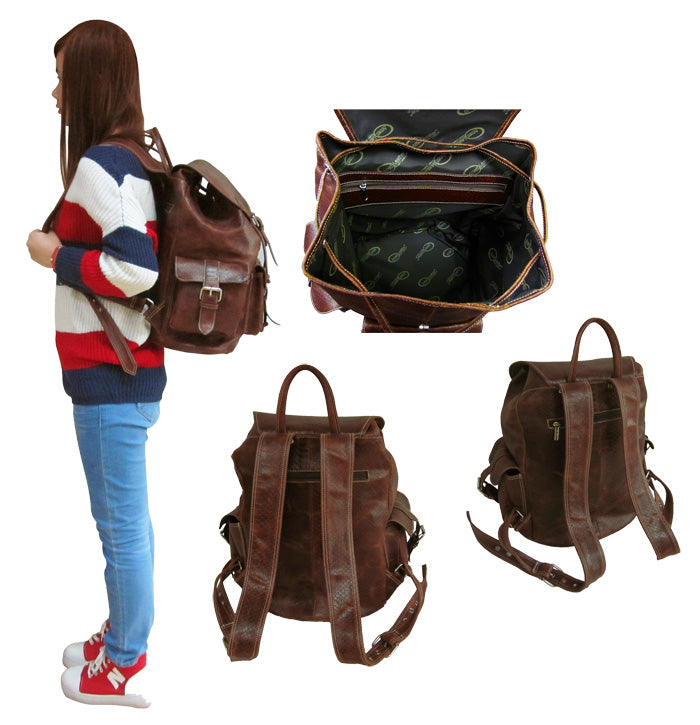 Amerileather Vacationer Jumbo Dark Brown Leather Backpack (1522-4)