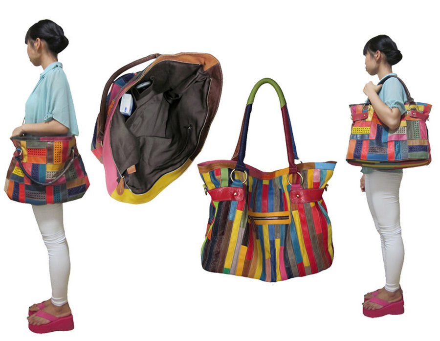 Amerileather Rainbow Mazy Tote Bag (#1770-9)