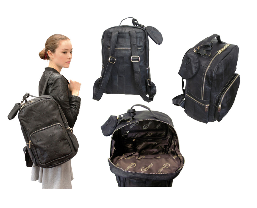Amerileather Xanadu Black Leather Backpack (#1781-0)