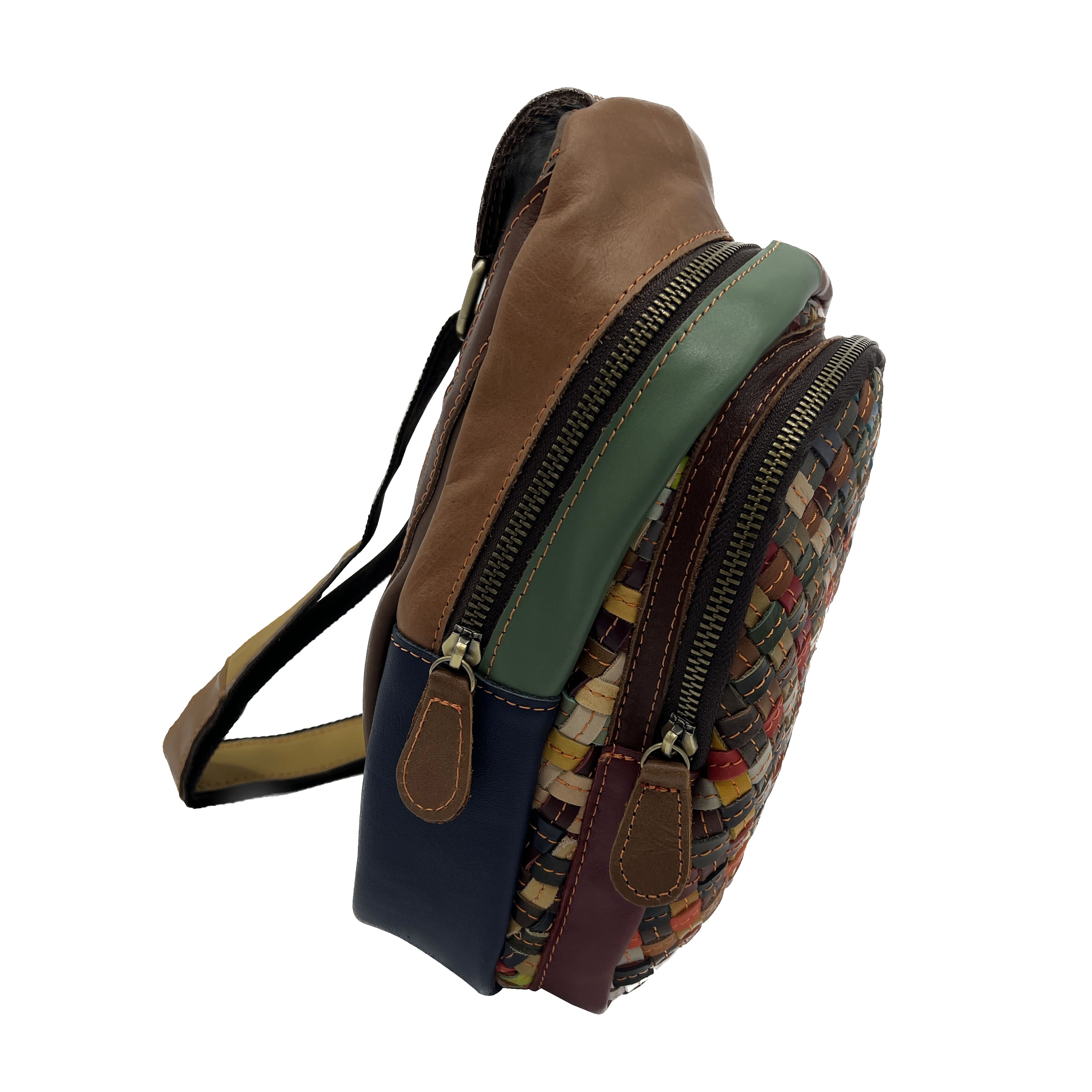 Amerileather Leather Woven Cross body Bag