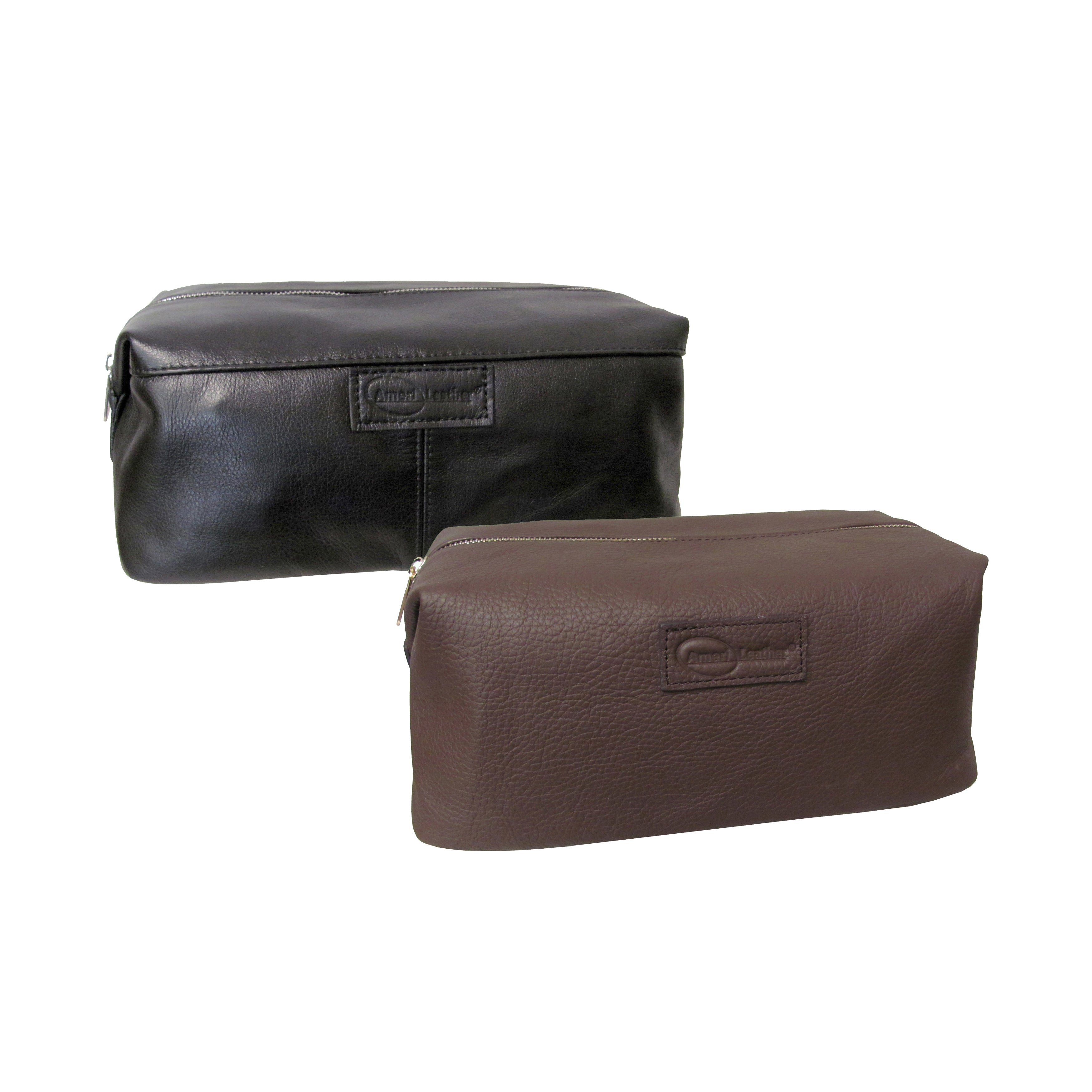 Amerileather Madison Leather Toiletry Bag Brown