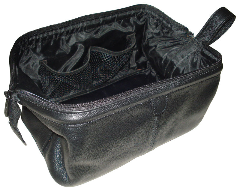 Amerileather Zip Top Leather Toiletry Bag (#24-04)