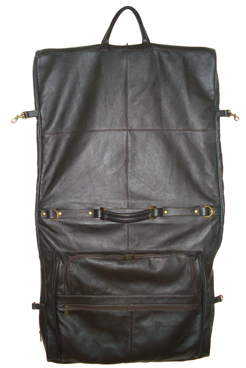 Amerileather Dark Brown Leather Three-suit Garment Bag (#2435-3)