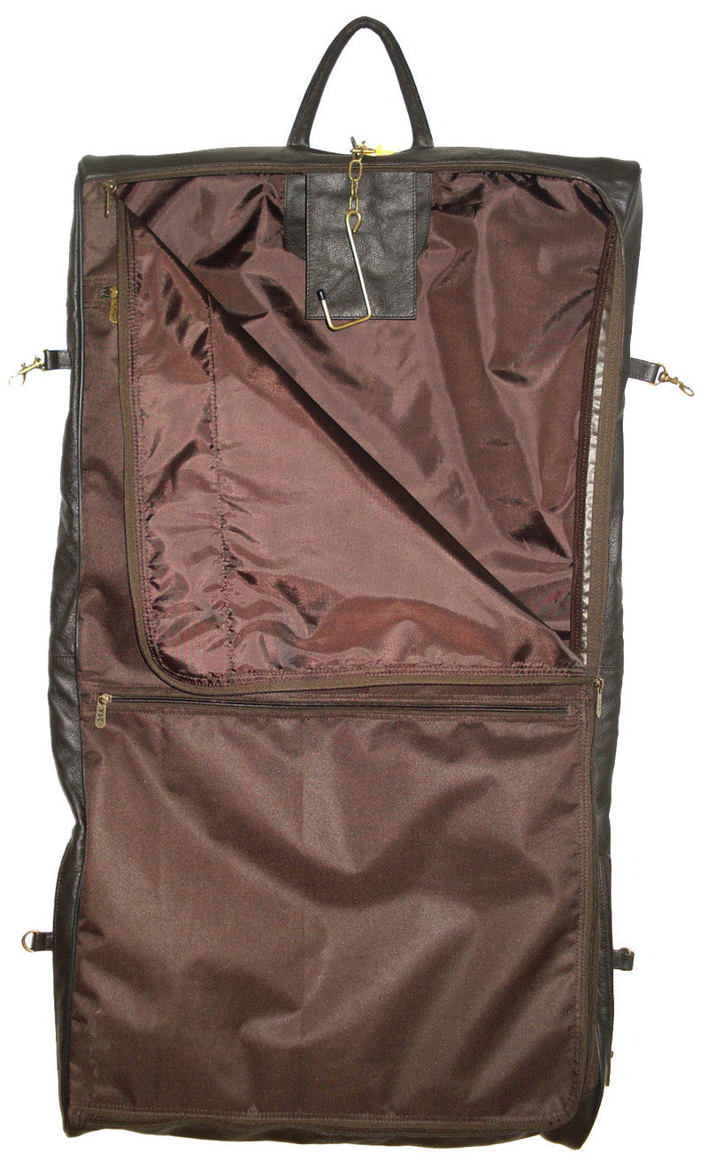 Amerileather Dark Brown Leather Three-suit Garment Bag (#2435-3)