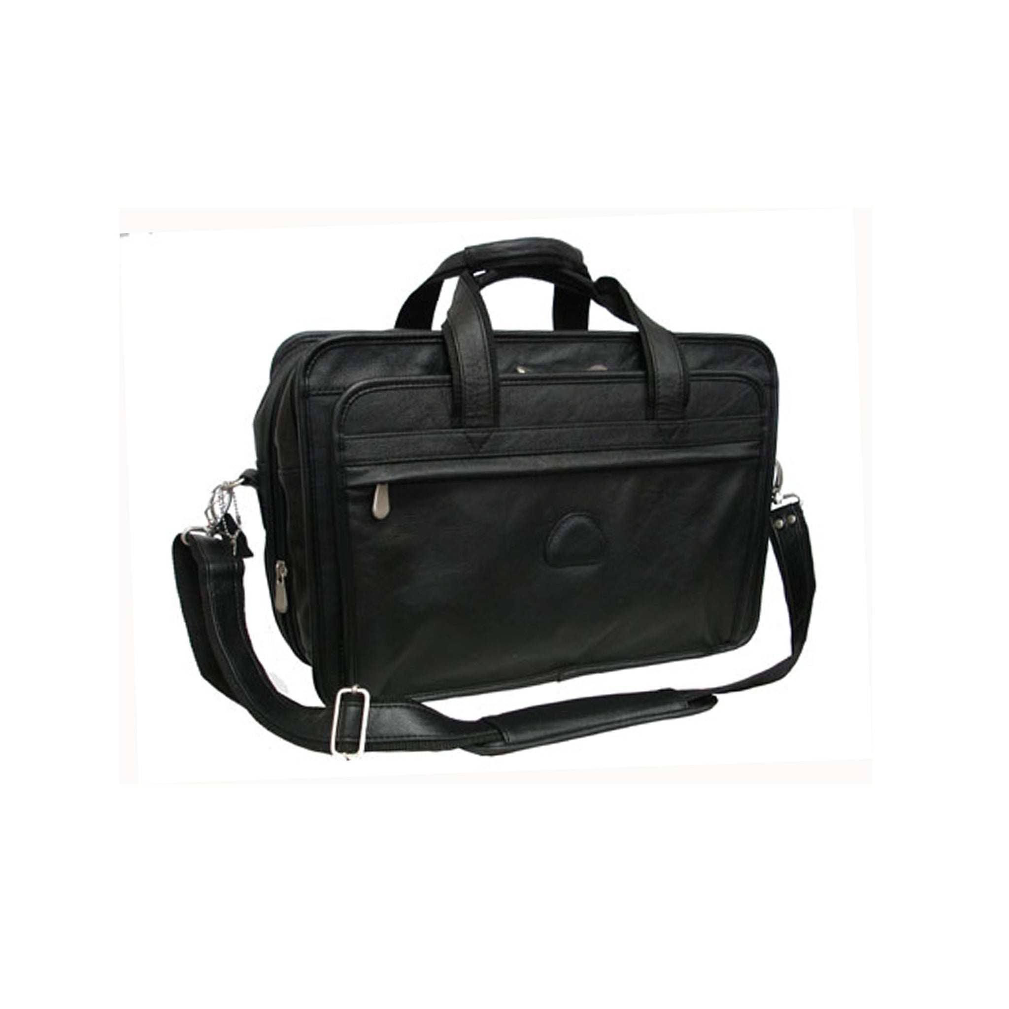 Black Leather Practical Expandable Computer Case (#2438-0)