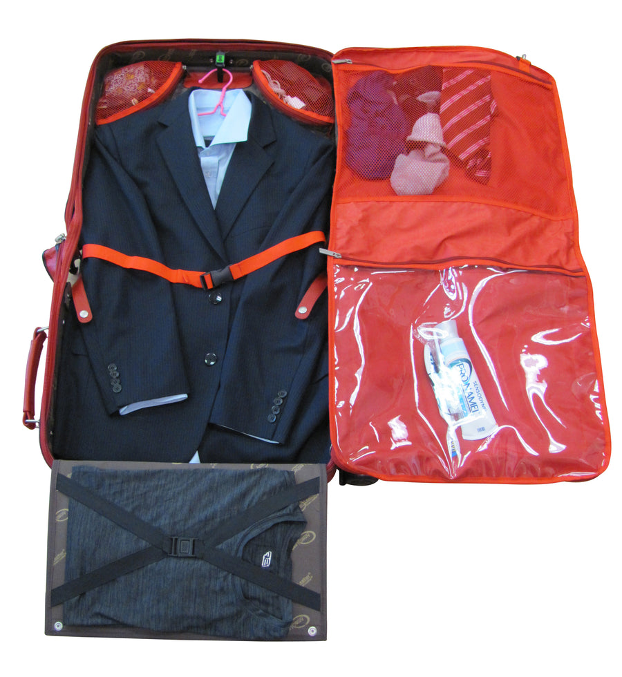 Amerileather Red Leather Novix Garment Bag (#2460-1)