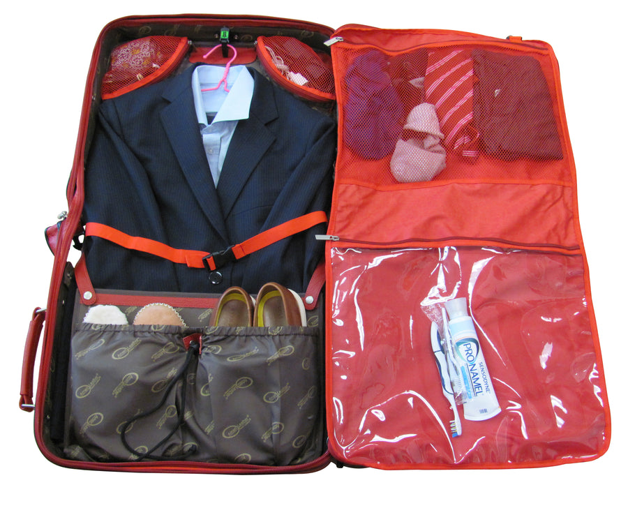 Amerileather Red Leather Novix Garment Bag (#2460-1)