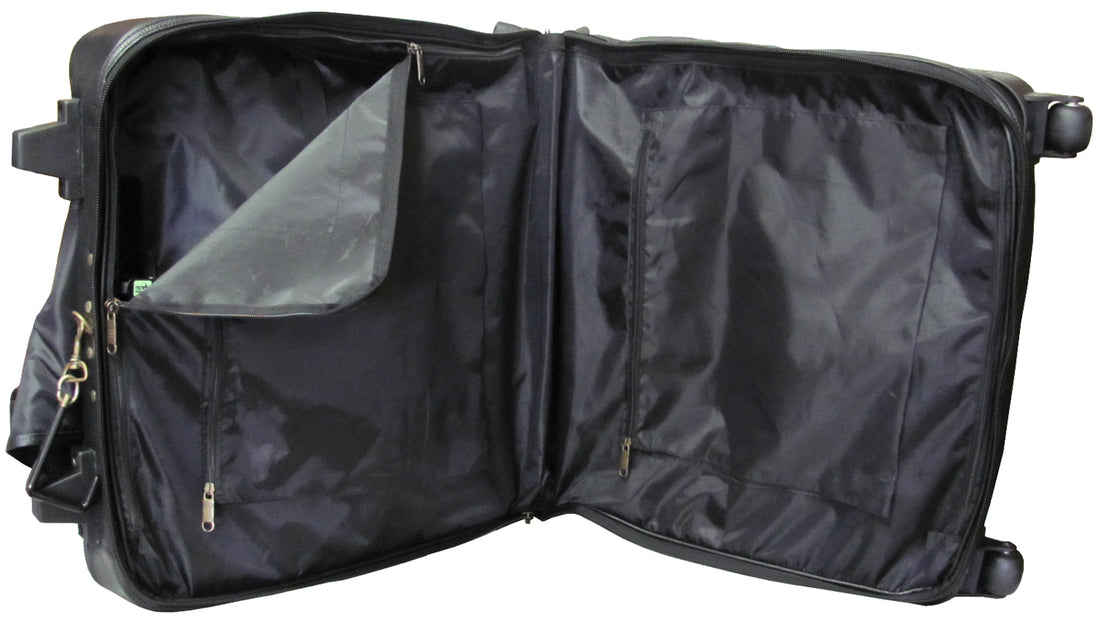 Black Wheeled Leather Garment Bag (#2482-0)
