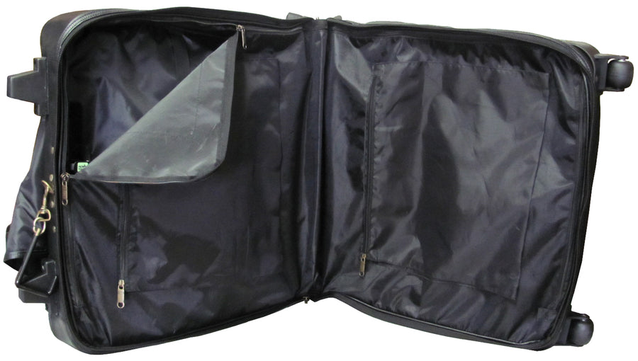 Black Wheeled Leather Garment Bag (#2482-0)