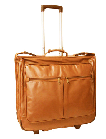 Brown Wheeled Leather Garment Bag (#2482-2)