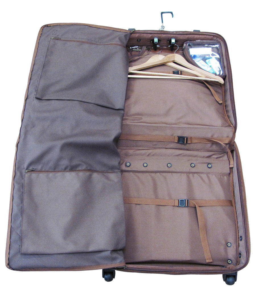 Brown Wheeled Leather Garment Bag (#2482-2)
