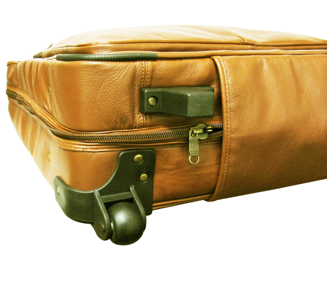 Brown Wheeled Leather Garment Bag (#2482-2)