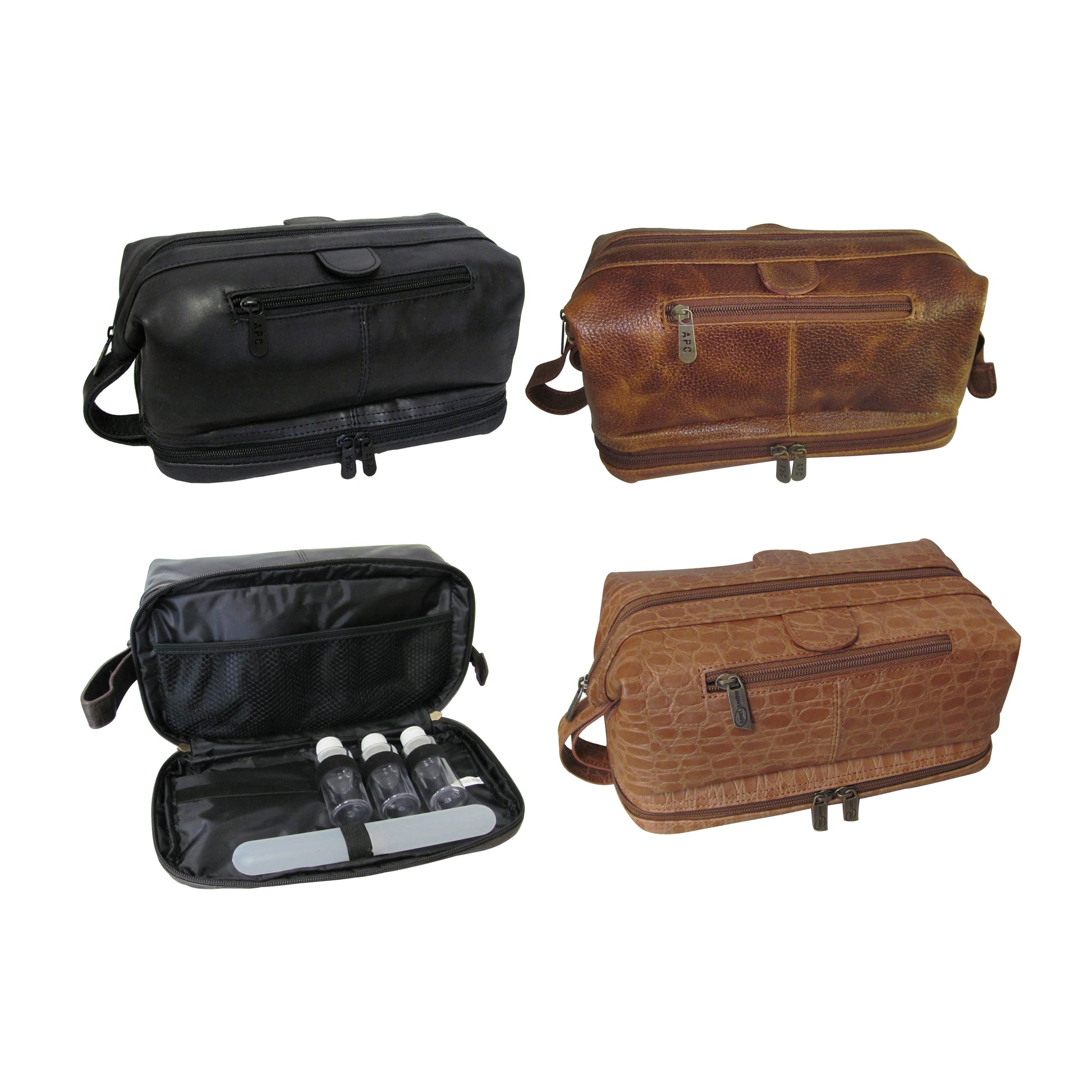 Amerileather Leather Toiletry Bag, Black Amerileather Leather Toiletry Bag, Black