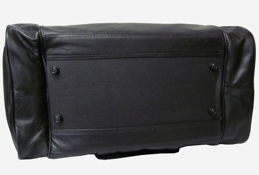 Black Leather 20-inch Dual Zippered Duffel (#3704-9)