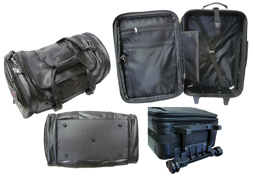 Amerileather Black Leather Two Piece Luggage Set (#7002-0)