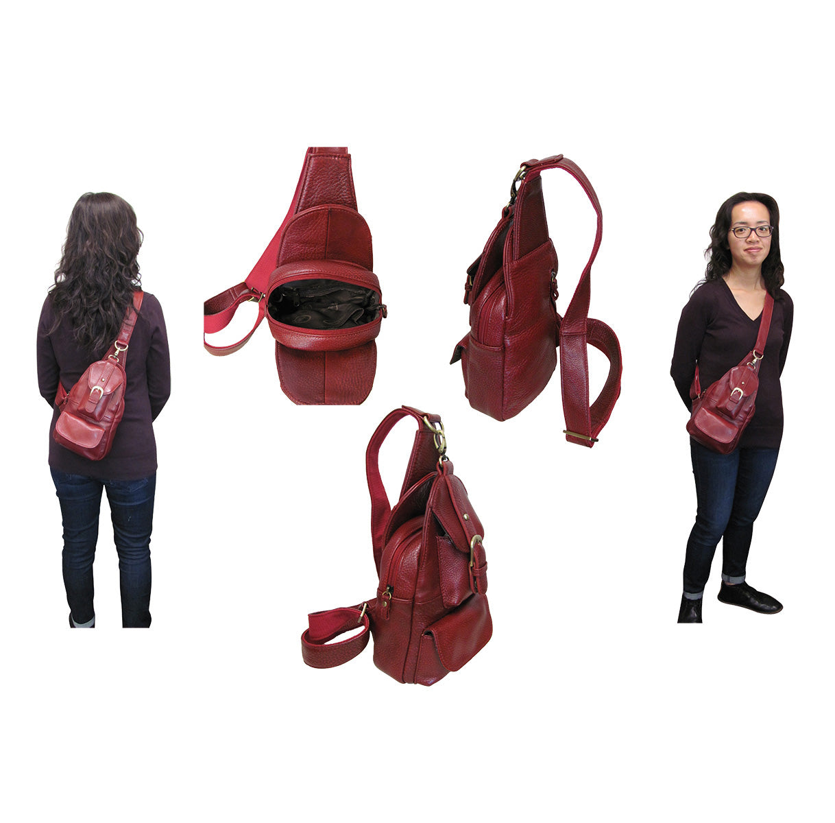 amerileather grylls sling mini leather backpack Amerileather Grylls Petite Sling Purse (#707-012457) Red