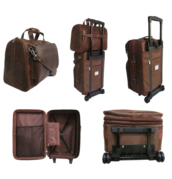 Amerileather Waxy Brown Leather Two Piece Set Traveler (#8002-4)