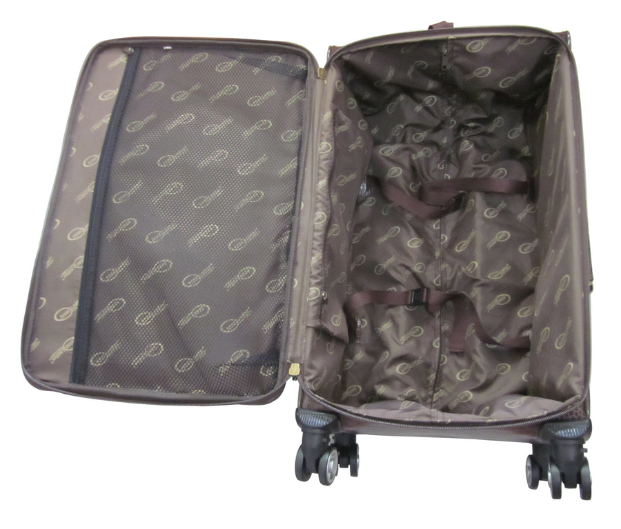 Amerileather Dark Brown Leather Croco-Print 24-inch Removable Spinner Wheels Luggage (#8601-4)