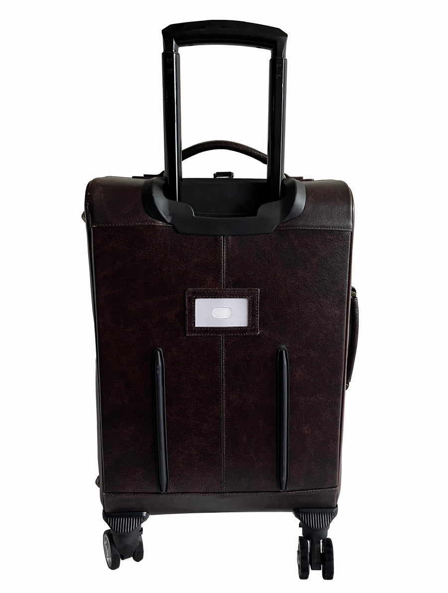 Amerileather Chestnut Brown Leather Two Piece Set Traveler on Spinner Wheels (8602-8)
