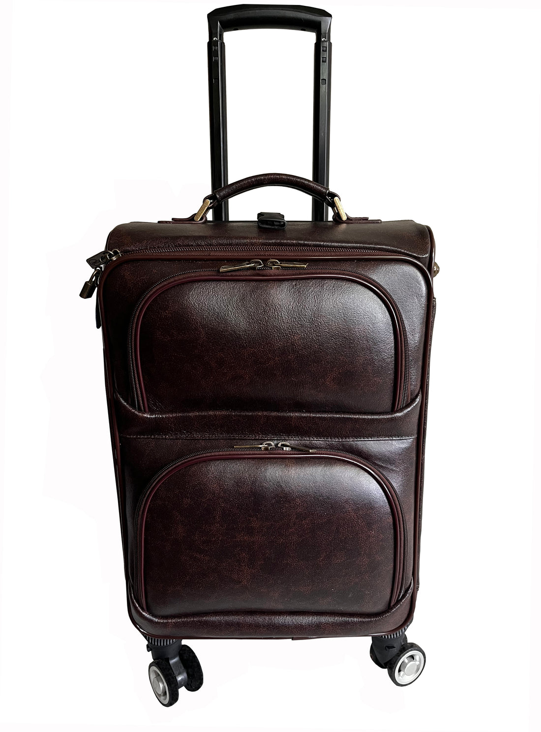 Amerileather Chestnut Brown Leather Two Piece Set Traveler on Spinner Wheels (8602-8)