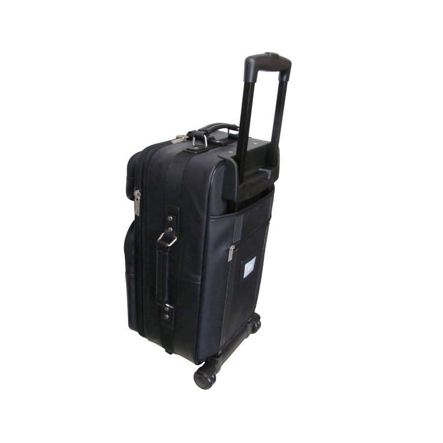Amerileather Black Leather 26" Expendable Suitcase with Wheels (#89-0)
