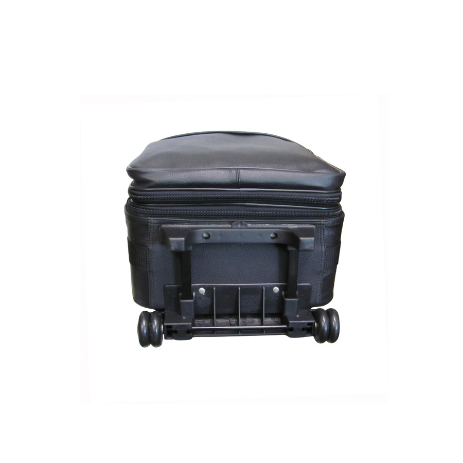 Amerileather Black Leather 26" Expendable Suitcase with Wheels (#89-0)