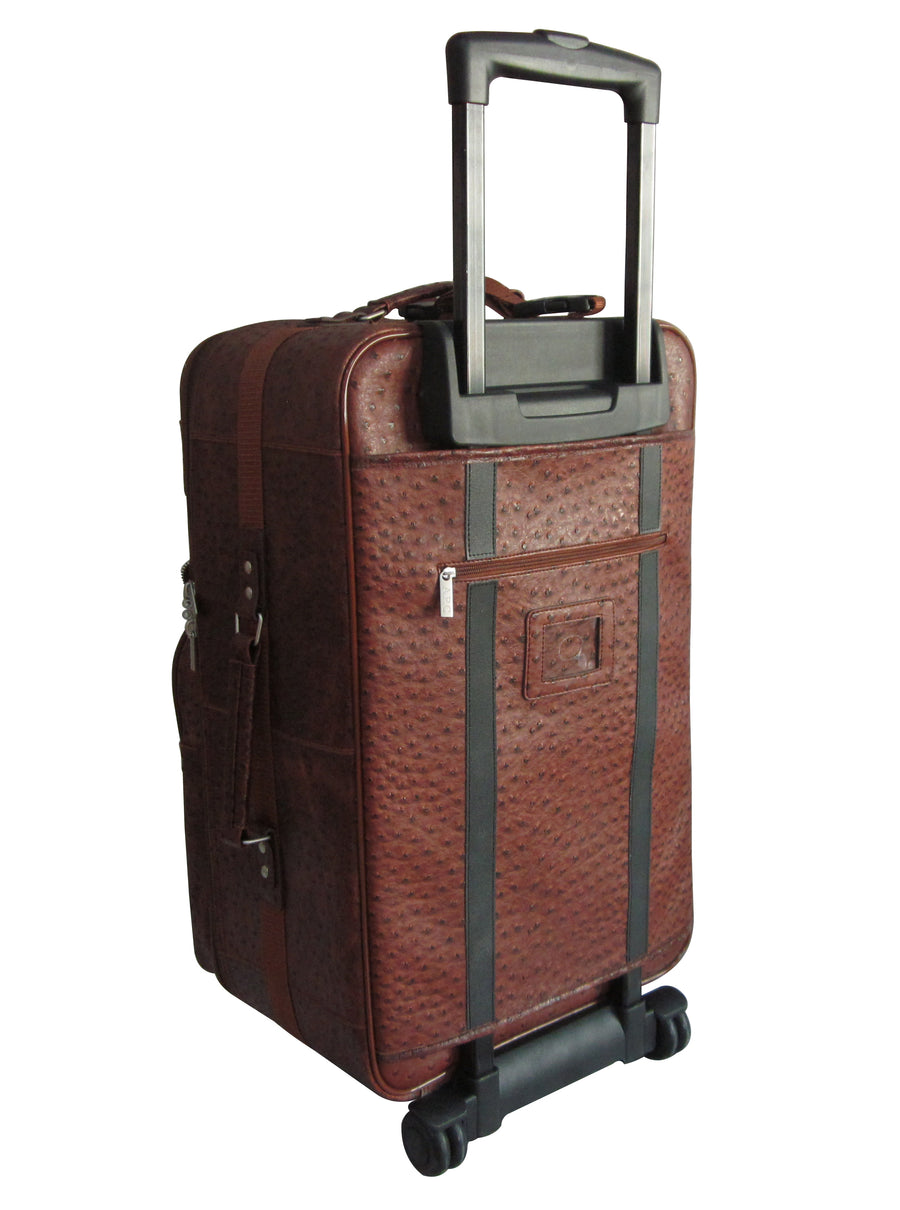 Amerileather Brown Ostrich Print Leather Three Piece Set Traveler (#8003-6)