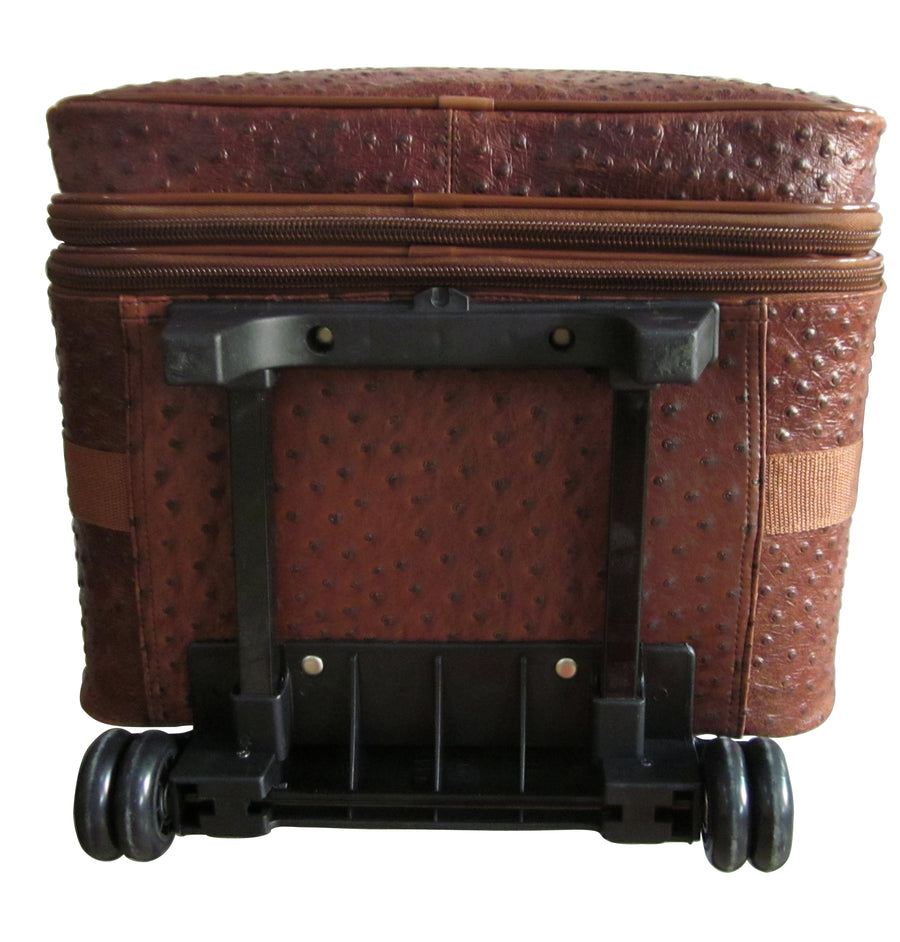 Amerileather Brown Ostrich Print Leather Three Piece Set Traveler (#8003-6)