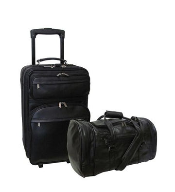 Amerileather Black Leather 2-piece Luggage Set (#8002-0)
