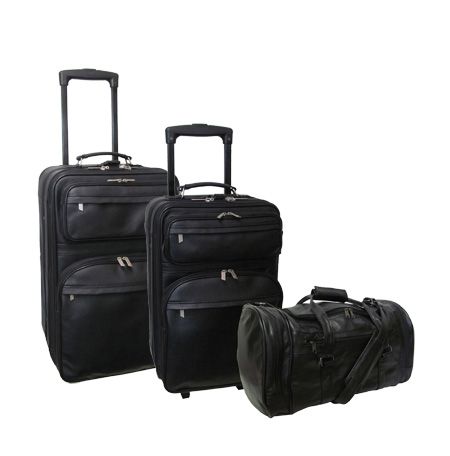 Amerileather Black Leather Three Piece Set Traveler (#8003-0)