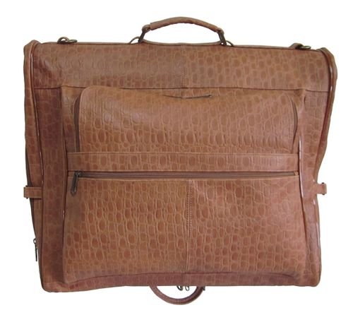 Amerileather Brown Leather Chai River Pebble-Print Garment Bag (#2435-1)