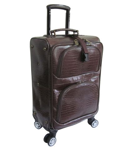 Amerileather Dark Brown Leather Croco-Print 24-inch Removable Spinner Wheels Luggage (#8601-4)