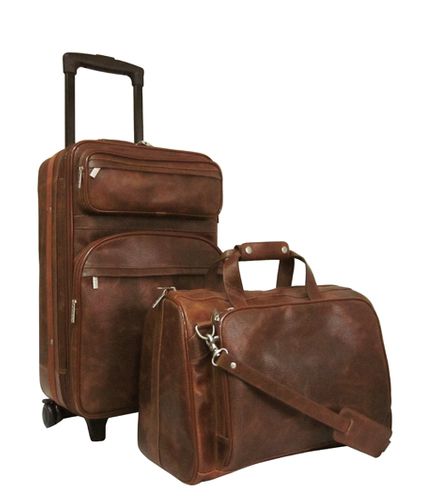 Amerileather Waxy Brown Leather Two Piece Set Traveler (#8002-4)
