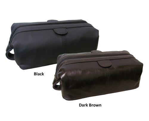 Amerileather Zip Top Leather Toiletry Bag (#24-04)