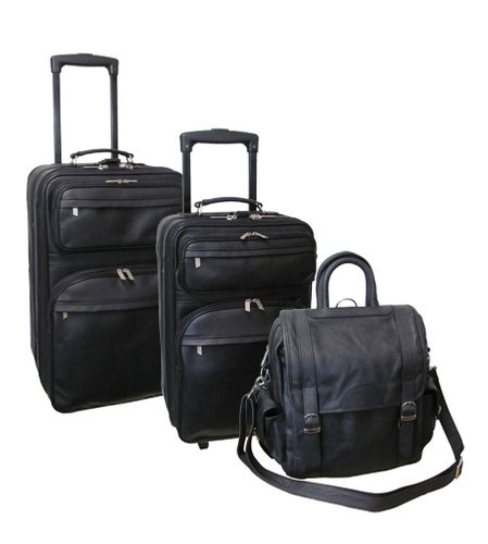 Amerileather Black Leather Luggage 3-piece Collection (#3106-0)