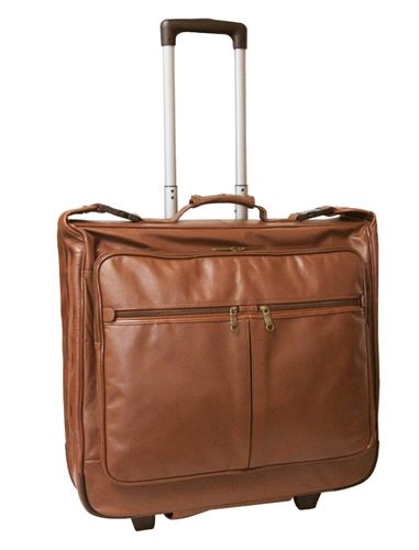 Brown Wheeled Leather Garment Bag (#2482-2)