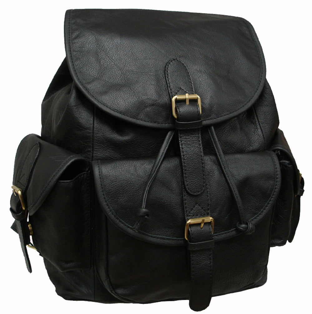 Amerileather Urban Buckle Flap Backpack; Black