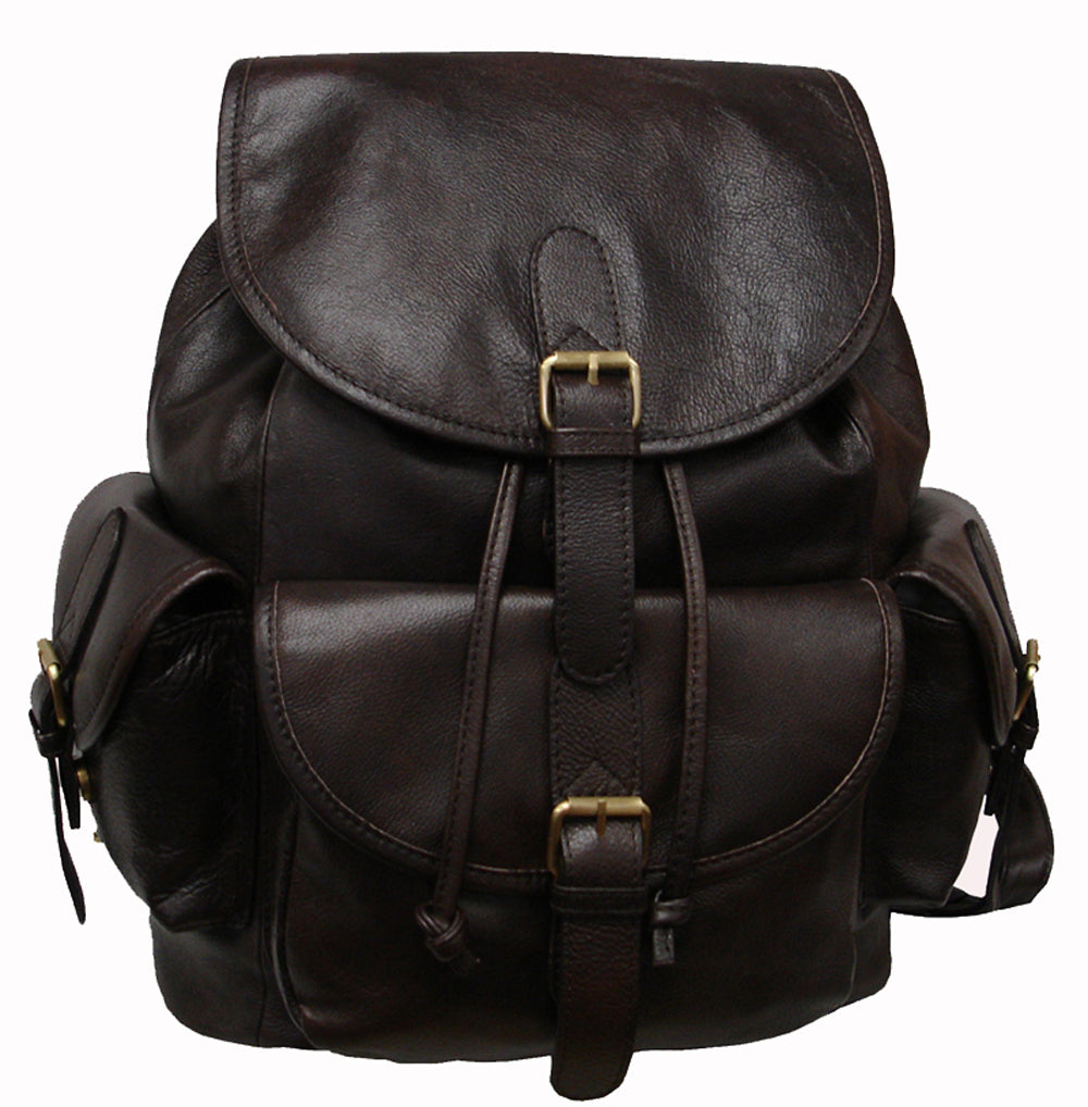 amerileather leather backpack purse Amerileather Urban Buckle Flap Backpack; Dark Brown